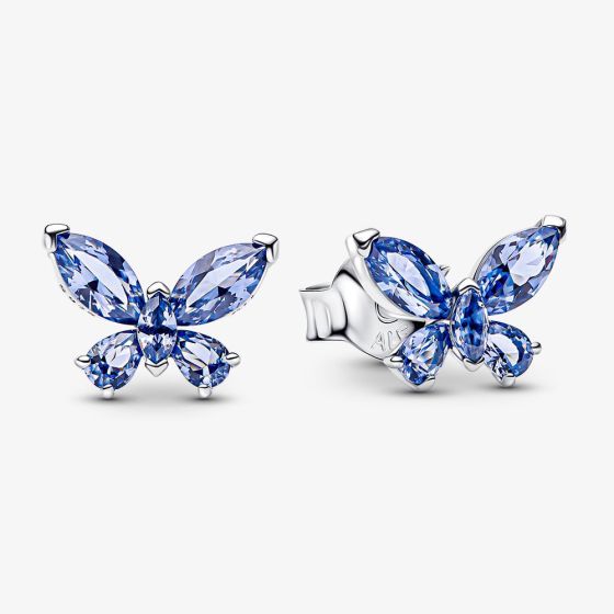 PANDORA Blue Sparkling Butterfly Stud Earrings 294230C01