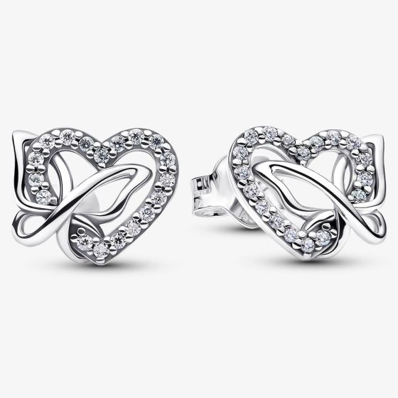 PANDORA Silver Entwined Heart & Butterfly Stud Earrings 294476C01