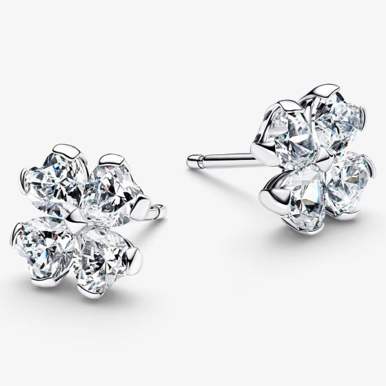 PANDORA 294500C01 Silver Sparkling Lucky Clover Stud Earrings - thbaker ...