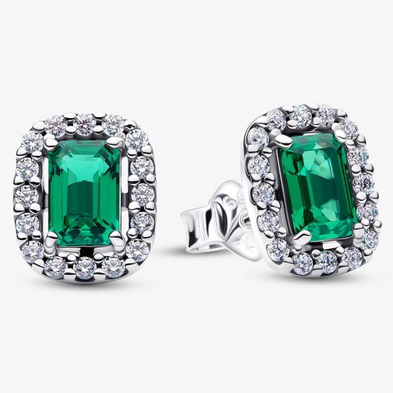 PANDORA Sparkling Green Rectangular Stud Earrings 294501C01
