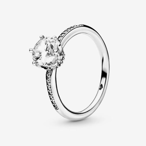 PANDORA Silver Sparkling Crown Solitaire Ring 198289CZ
