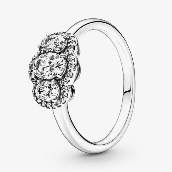 PANDORA Silver Three Stone Vintage Ring 190049C01