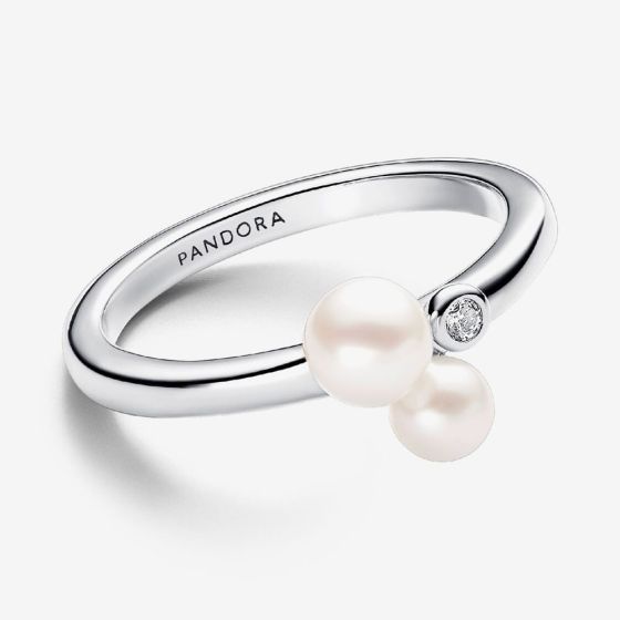 PANDORA 193156C01 Sterling Silver Duo Freshwater Pearl Ring - thbaker.co.uk