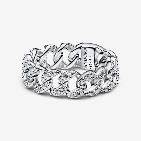 PANDORA Sterling Silver Pavé Cuban Chain Ring 193557C01