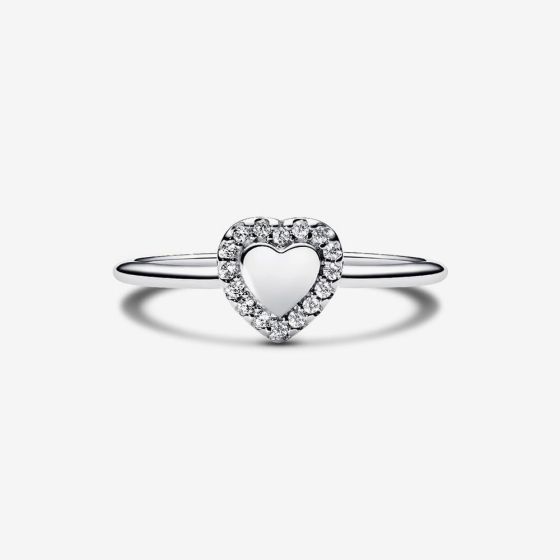 PANDORA 193801C01 Sterling Silver Heart Halo Ring - thbaker.co.uk