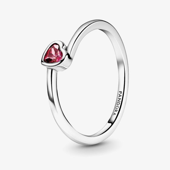 PANDORA Sterling Silver Red Tilted Heart Ring 199267C01