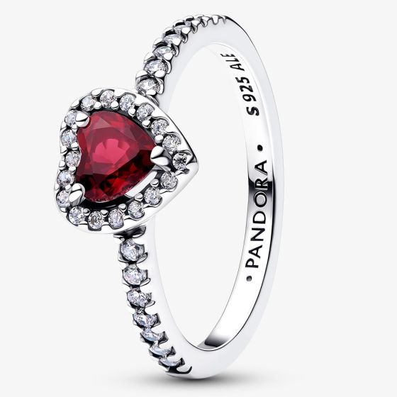 PANDORA Silver Elevated Fuchsia Rose Heart Ring 198421C13
