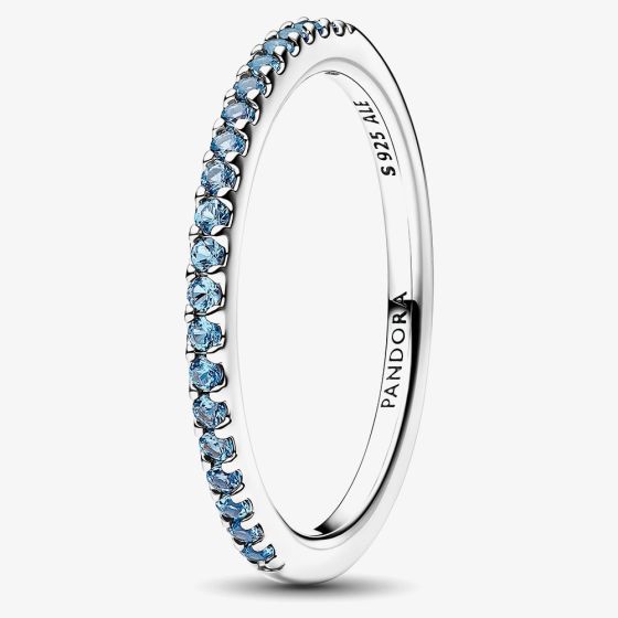 PANDORA Silver Sparkling Aquamarine Half Eternity Ring 192999C03