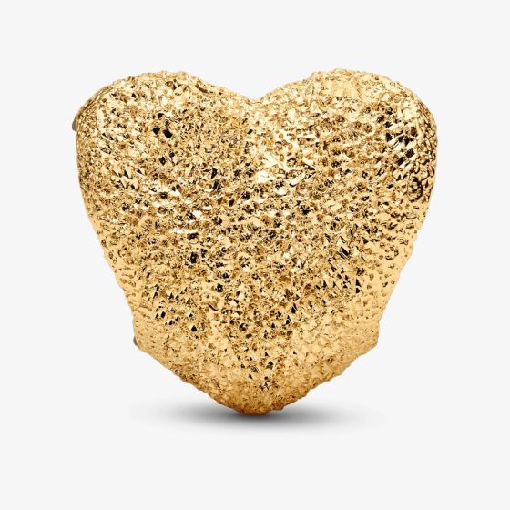 PANDORA 14ct Yellow Gold Plated Textured Mini Heart Charm 764000C00