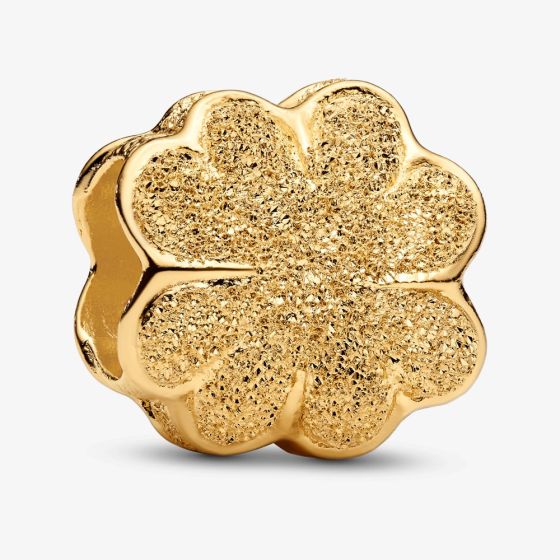 PANDORA 14ct Yellow Gold Plated Textured Mini Clover Charm 764047C00