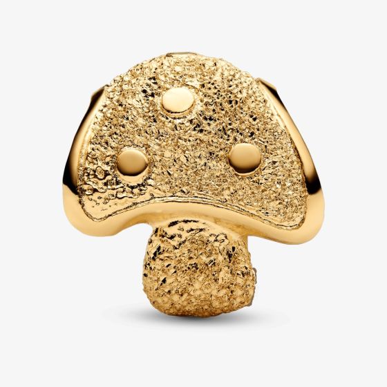 PANDORA 14ct Yellow Gold Plated Textured Mini Mushroom Charm 764048C00
