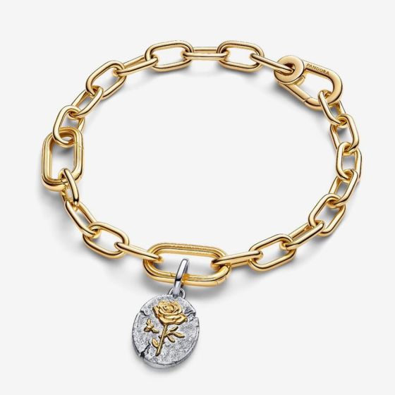 PANDORA Sterling Silver Rose Gold Rose Medallion Dangle Charm 764087C00