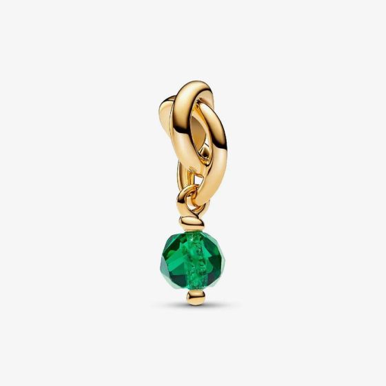 PANDORA 14ct Yellow Gold Plated Green Crystal May Eternity Circle Charm 763462C05