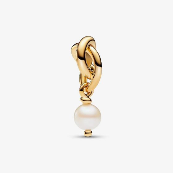 PANDORA 14ct Yellow Gold Plated Freshwater Pearl June Eternity Circle Charm 763462C06