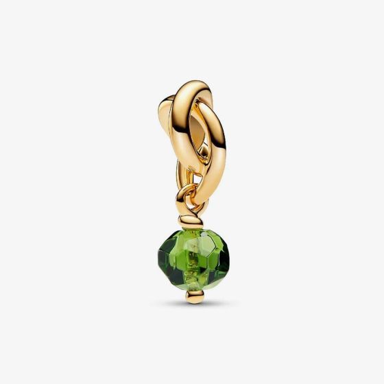 PANDORA 14ct Yellow Gold Plated Green Crystal August Eternity Circle Charm 763462C08