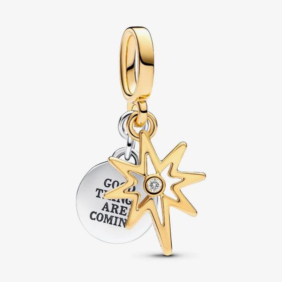 PANDORA Two Tone Lab Grown Diamond North Star Dangle Charm 763588C01
