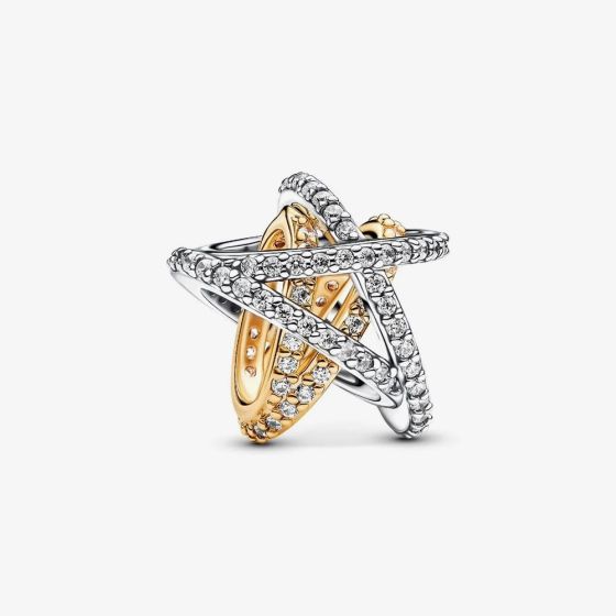 PANDORA Two Tone Cubic Zirconia Sparkling Crossover Star Charm 763590C01