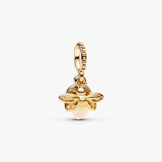 PANDORA 14ct Yellow Gold Plated Glow In The Dark Firefly Dangle Charm 769352C01