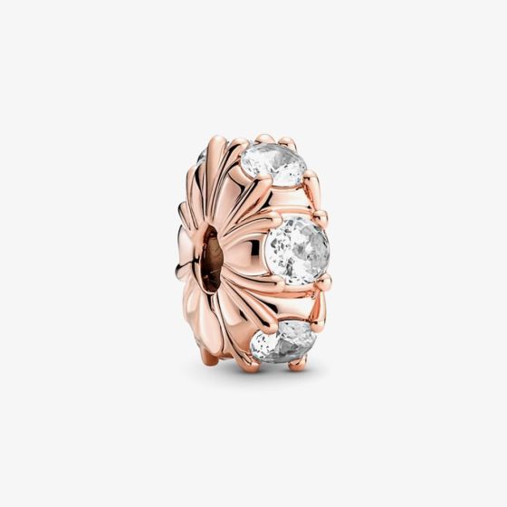PANDORA 14ct Rose Gold Plated Cubic Zirconia Flower Clip Charm 780046C01