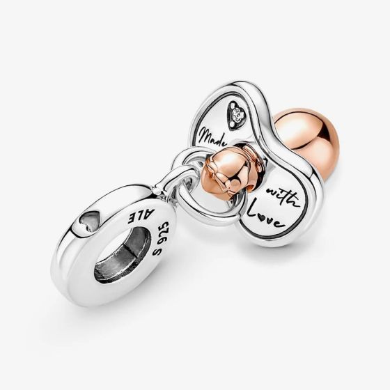 PANDORA 781490C01 Two Tone Baby Dummy Dangle Charm - thbaker.co.uk