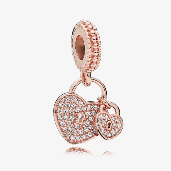 PANDORA 14ct Rose Gold Plated Pavé Hearts Charm 781807CZ
