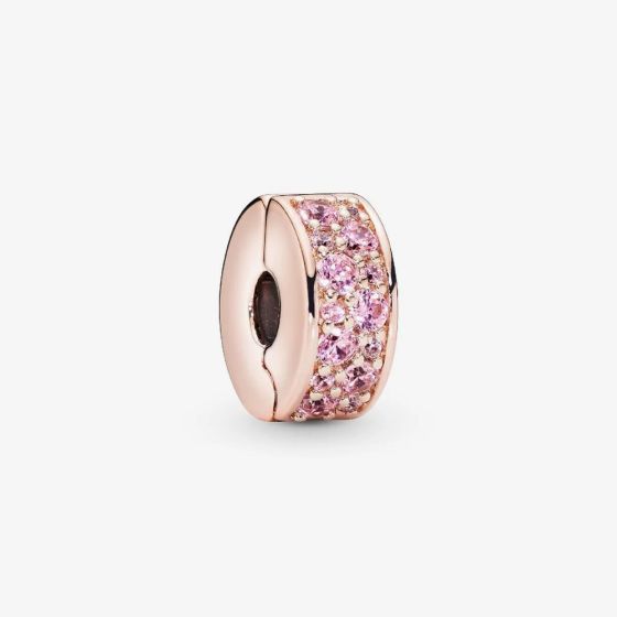 PANDORA 14ct Rose Gold Plated Pink Pavé Clip Charm 781817PCZ