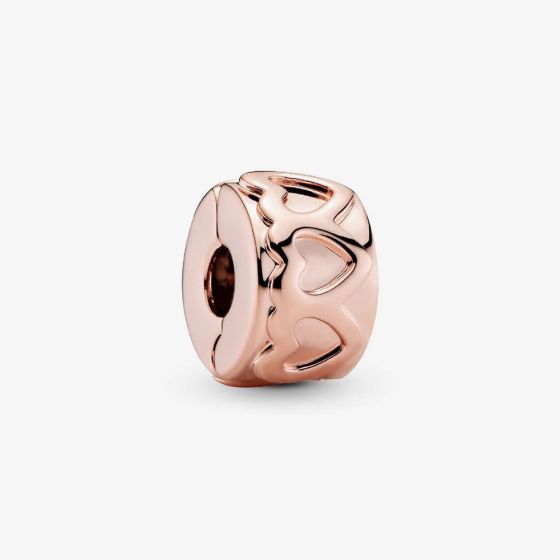 PANDORA 14ct Rose Gold Plated Row Of Hearts Clip Charm 781978