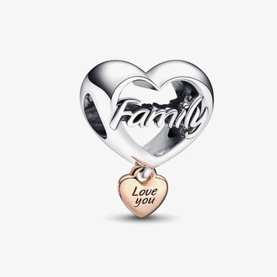 PANDORA Two Tone Love You Family Heart Charm 782326C00