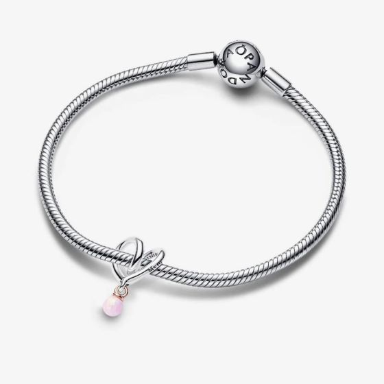 PANDORA 783242C01 Sterling Silver Two Tone Opal Wrapped Heart Charm ...