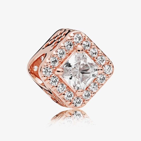 PANDORA 14ct Rose Gold Plated Cubic Zirconia Geometric Radiance Charm 786206CZ