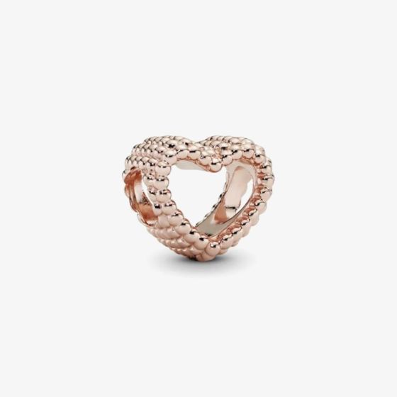 PANDORA 14ct Rose Gold Plated Beaded Heart Charm 787516