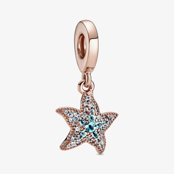 PANDORA 14ct Rose Gold Plated Cubic Zirconia Starfish Dangle Charm 788942C01