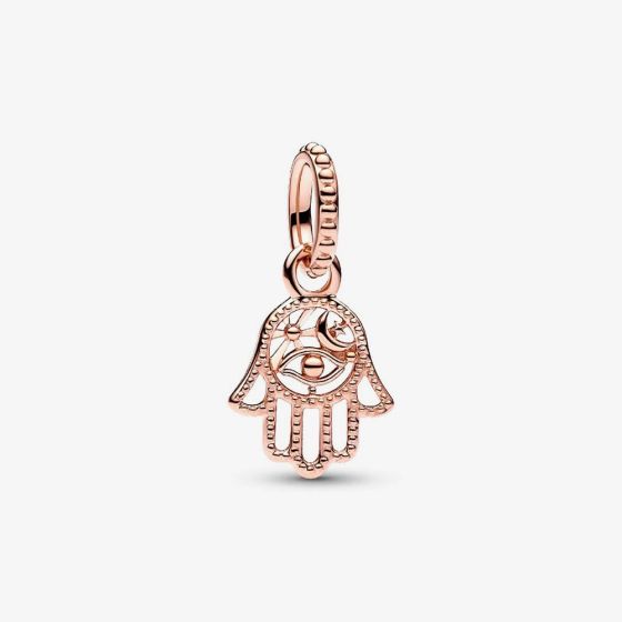 PANDORA 14ct Rose Gold Plated Protective Hamsa Hand Dangle Charm 789144C00