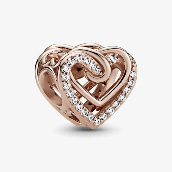 PANDORA 14ct Rose Gold Plated Cubic Zirconia Valentines Rose Charm 789270C01