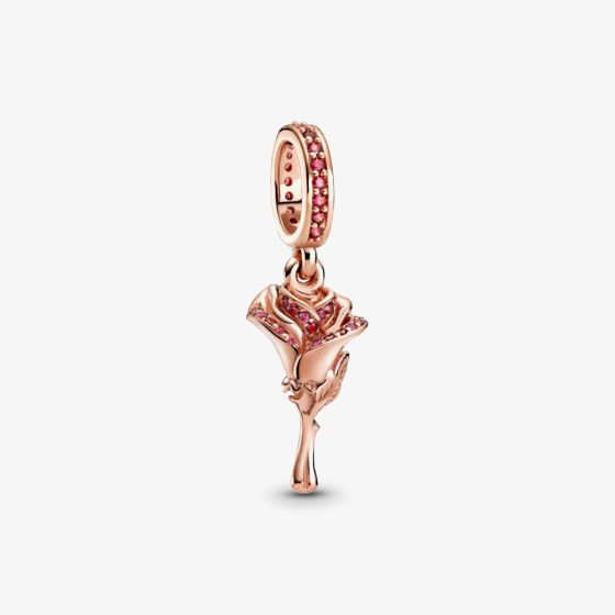 PANDORA 14ct Rose Gold Plated Cubic Zirconia Rose Dangle Charm 789312C01