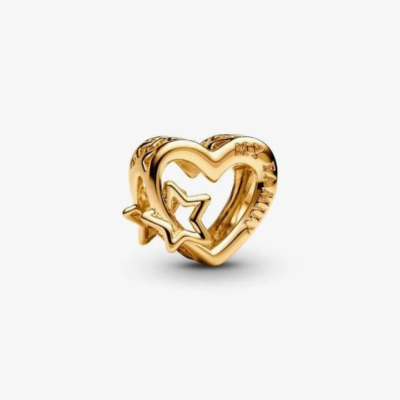 PANDORA 14ct Gold Plated Family Heart & Star Charm 762829C00