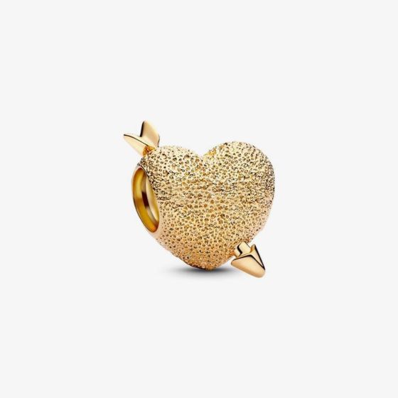 PANDORA 14ct Gold Plated Cupid Heart Charm 763666C00
