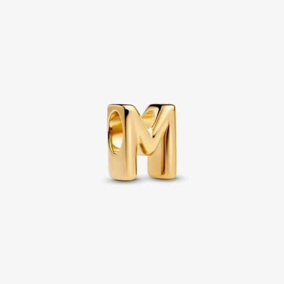 PANDORA 14ct Gold Plated Letter M Alphabet Charm 763959C00