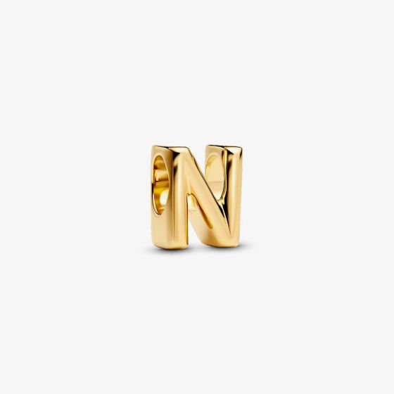 PANDORA 14ct Gold Plated Letter N Alphabet Charm 763960C00