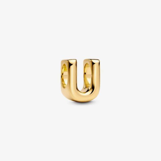 PANDORA 14ct Gold Plated Letter U Alphabet Charm 763967C00