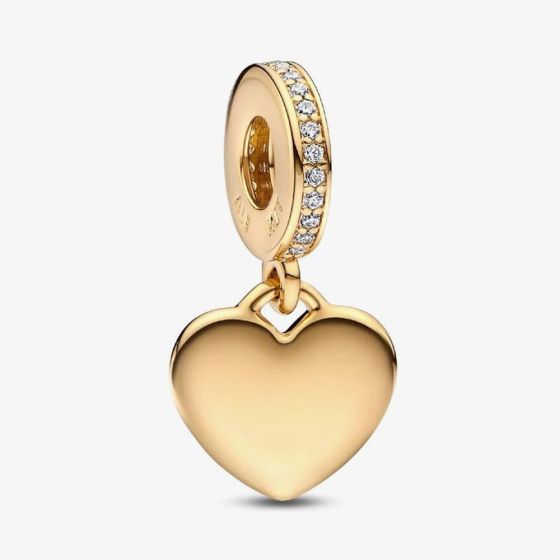 PANDORA 14ct Gold Plated Heart Tag Dangle Charm 768761C01