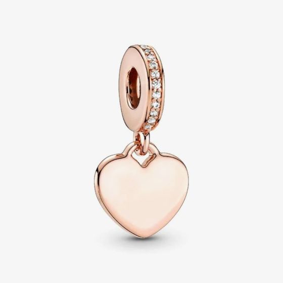 PANDORA 14ct Rose Gold Plated Heart Tag Dangle Charm 788761C01