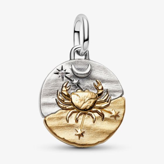 PANDORA 14ct Yellow Gold Plated Sterling Silver Crystal Cancer Zodiac Medallion Charm 764984C01