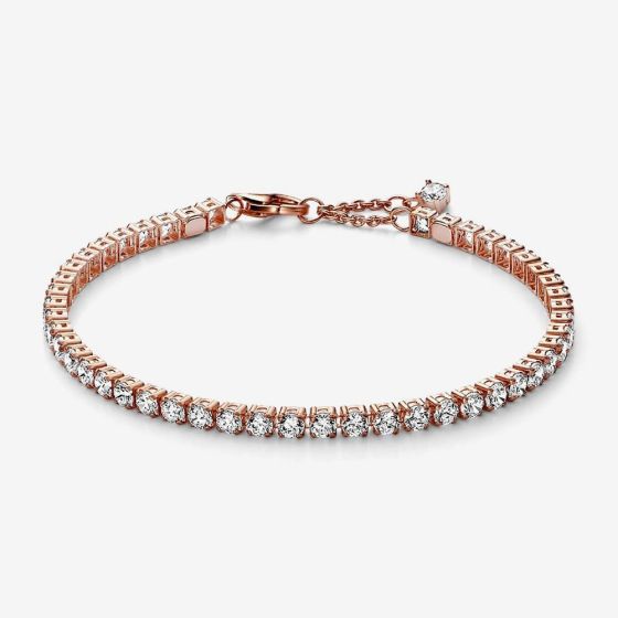 PANDORA 14ct Rose Gold Plated Cubic Zirconia Tennis Bracelet 581469C01