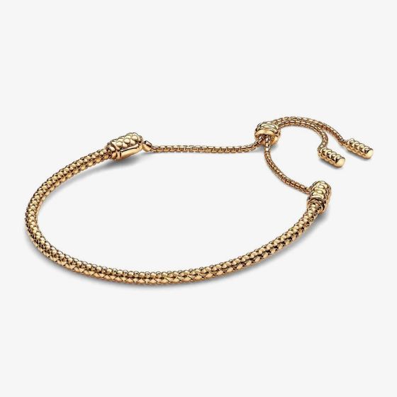 PANDORA 14ct Gold Plated Studded Chain Slider Bracelet 563090C00