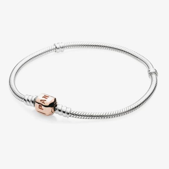 PANDORA Moments Rose Gold Clasp Silver Bracelet 580702