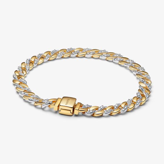 PANDORA Two Tone Pavé Cuban Chain Bracelet 564229C01