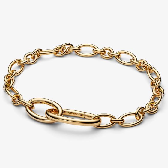 PANDORA 14ct Gold Plated Openable Oval Link Chain Bracelet 564678C00