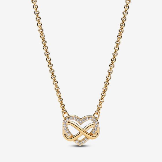 PANDORA 14ct Gold Plated Sparkling Infinity Heart Collier Necklace 362666C01-50