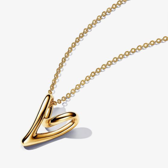 PANDORA 14ct Gold Plated Organically Shaped Heart Necklace 363272C00-70